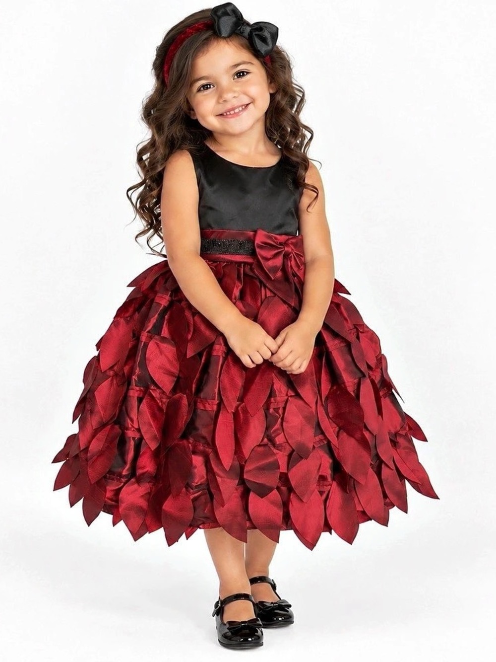 Nanette Burgundy & Black Taffeta Petal Dress W/ Satin Bodice- Size 24M NWT